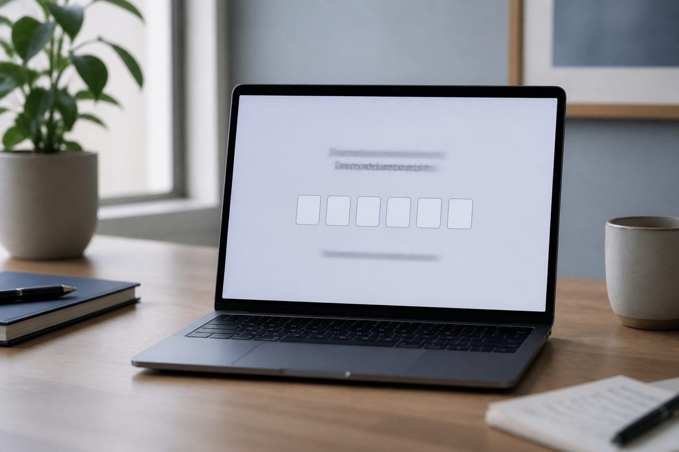 Laptop screen showing a six-digit verification step before a private note can be revealed